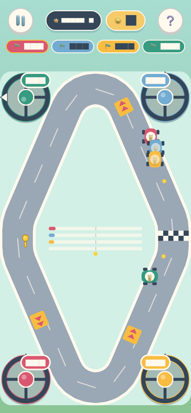 Four players racing karts on the same phone